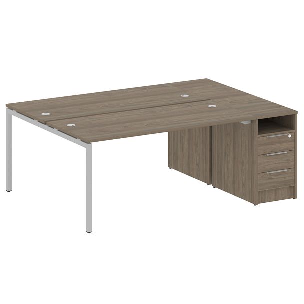 Metal System Quattro Р. ст. с тумбой на П-образном м/к 40БП.РС-СТП-2.4 Вяз/Серый металл 2012*1475*750 - Вид 1