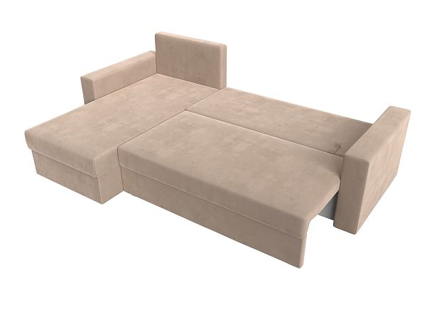 Угловой диван Траумберг Лайт левый (полностью велюр бежевый) - Вид 9