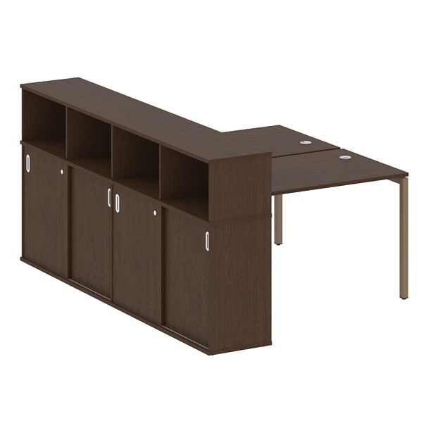 Metal System Quattro Р. ст. с шкафом-купе на П-образном м/к 40БП.РС-СШК-4.2 Т Венге/Мокко металл 1610*2332*1098 - Вид 1