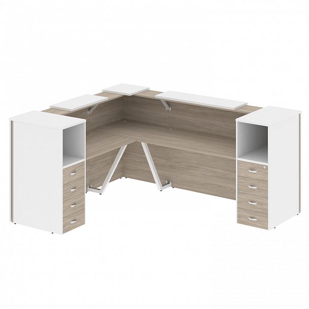 Ресепшн Г-образный "Onix" O.R-K-29 дуб аттик/белый - Вид 1