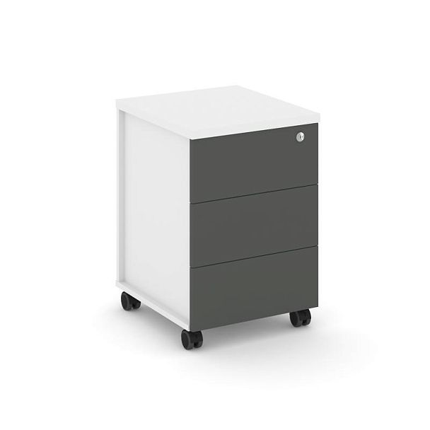 Стайл Проджект Тумба мобильная усил. колеса SN.TMU-006 Белый/Белый/Антрацит 416*460*611 - Вид 1