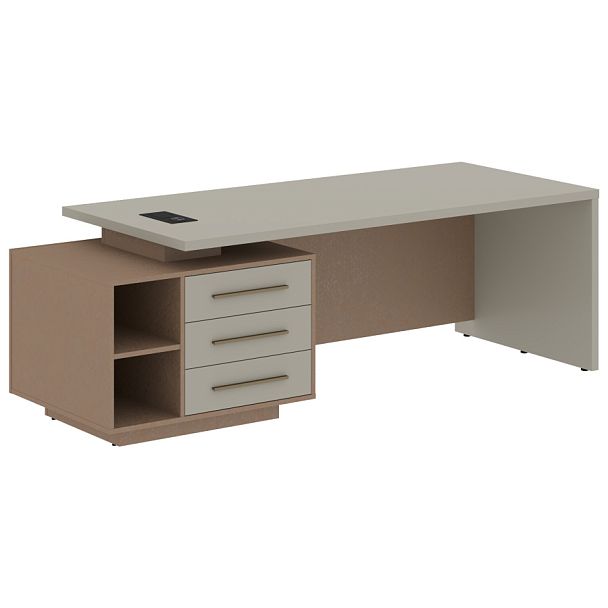 Стол руководителя с тумбой VCT 2390(L) Аметист/Бронза браш/Кобра 2300х900х750 VELION - Вид 1