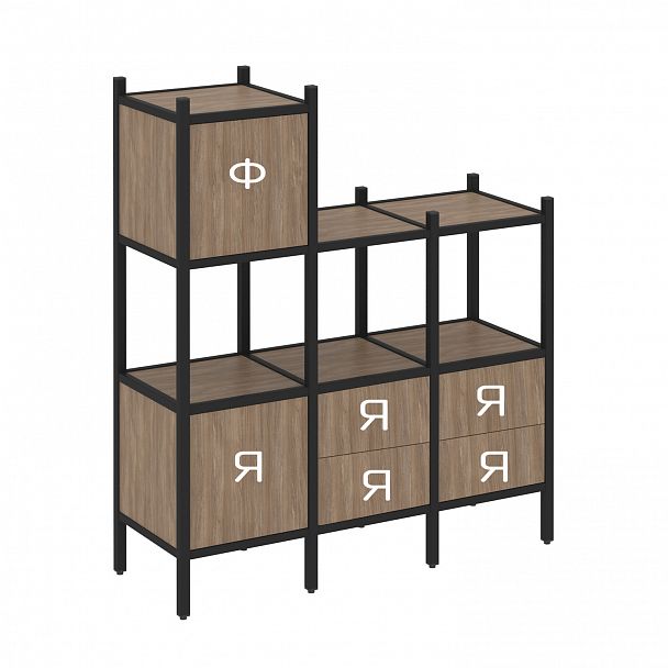 Стеллаж "Loft" VR.L-13 белый бриллиант/черный - Вид 2