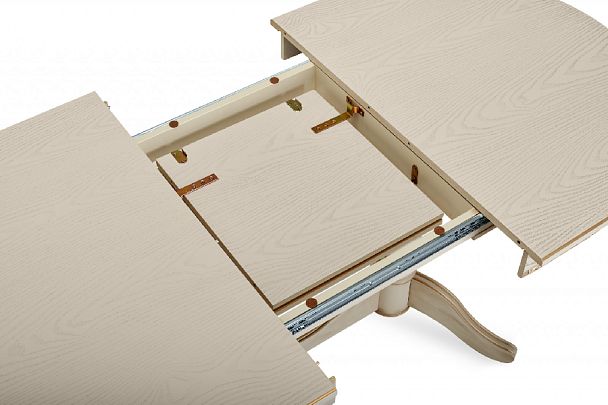 Стол деревянный раздвижной Кайнс 120(160)х80х76 Слоновая кость с золотой патиной - Вид 6