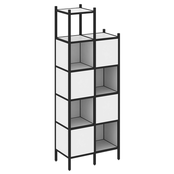 Loft Прямой стеллаж наборный VR.L-20 Белый бриллиант/Чёрный металл 862*446*2280 - Вид 1