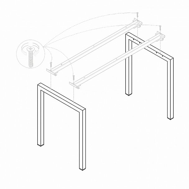 Опоры МЕТАЛЛ 50х25 мм к столам БЕНЧ "Арго", КОМПЛЕКТ 2 шт., О-04-1236 - Вид 2