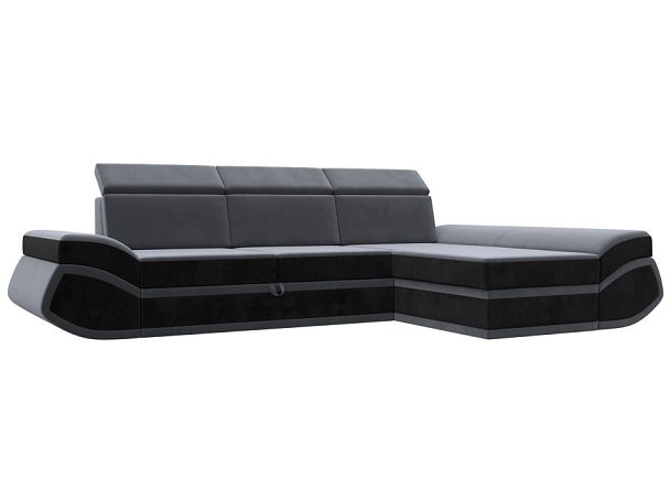 Диван угловой Лига-032 правый угол Велюр серый - Вид 1