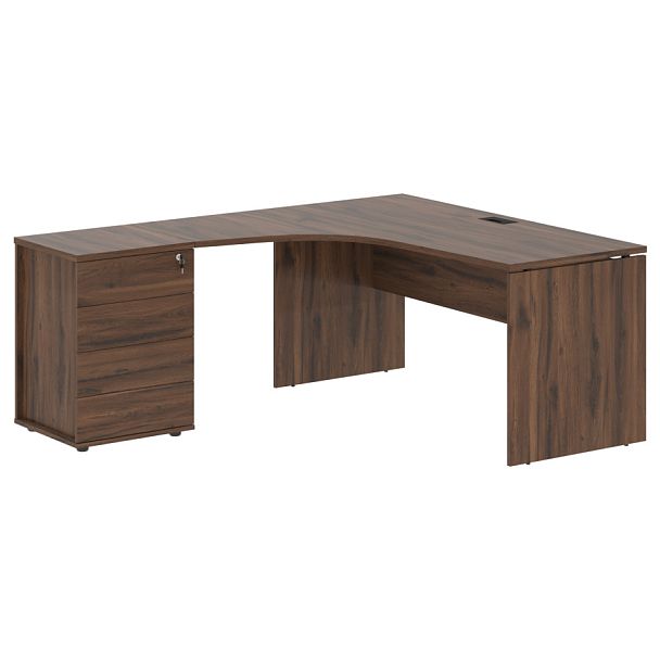 Стол эргономичный с тумбой EDCET 1518(L) Дуб Денвер тёмный/Черный 1560х1880х750 EDIS - Вид 1