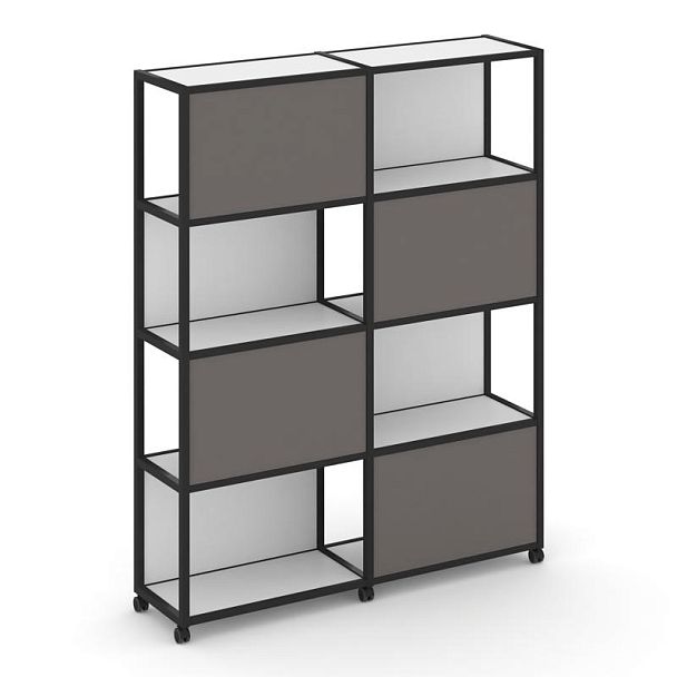 Shelf Mobile Стеллаж 5 уровней 2 секции VR.LT-STK-516.10 Белый Бриллиант/Металл Черный/W-26 1970*400*2000 - Вид 1