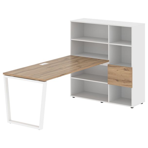 Стол-стеллаж EVRST 1217 Дуб Денвер светлый/Белый/Белый 2190х1250х1355 EDIS - Вид 1