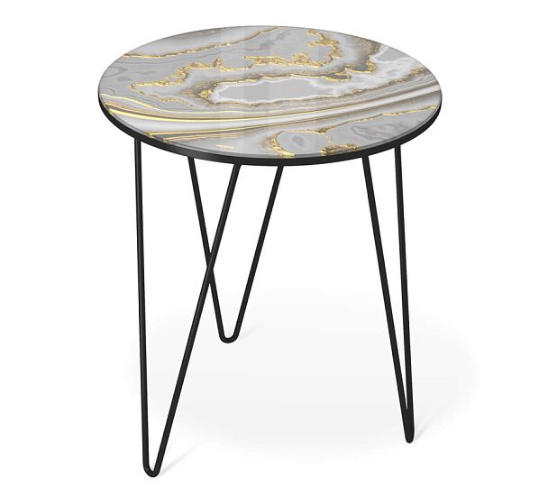 Столик журнальный Sheffilton SHT-CT27 золотистый пепел/черный муар - Вид 1