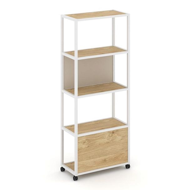 Shelf Mobile Стеллаж 5 уровней 1 секция VR.LT-STK-503.12 Тиквуд Светлый/Металл Белый/W-04 1200*400*2000 - Вид 2
