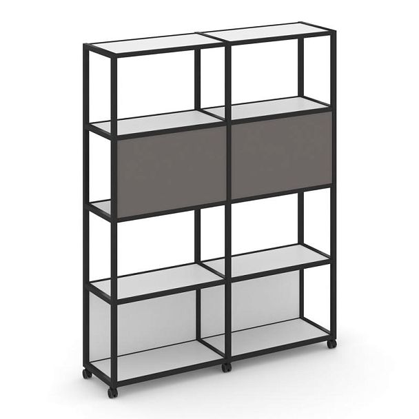 Shelf Mobile Стеллаж 5 уровней 2 секции VR.LT-STK-513.06 Белый Бриллиант/Металл Черный/W-26 1170*400*2000 - Вид 1