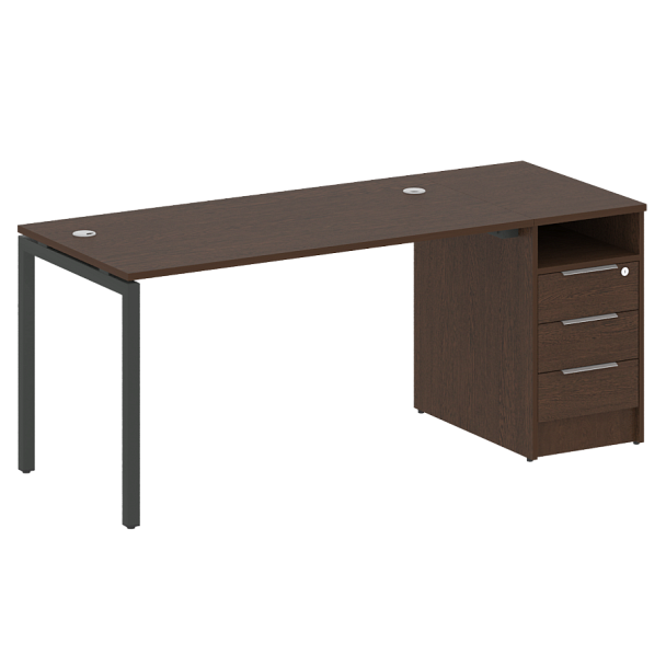 Metal System Quattro Р. ст. с тумбой на П-образном м/к 40БП.РС-СТП-1.3 Венге/Антрацит металл 1812*720*750 - Вид 1