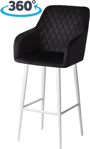 Барное поворотное кресло Барли К, черный H75/белый - Вид 1