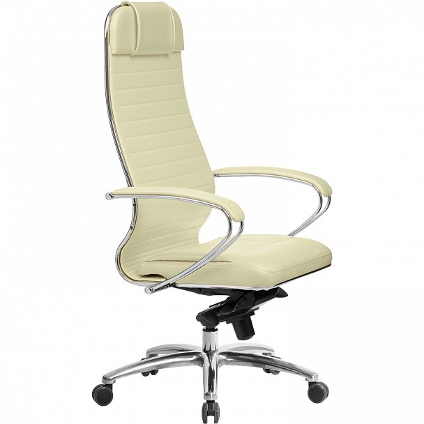 Кресло офисное МЕТТА "SAMURAI" KL-1.04, рецик. кожа, бежевое - Вид 6