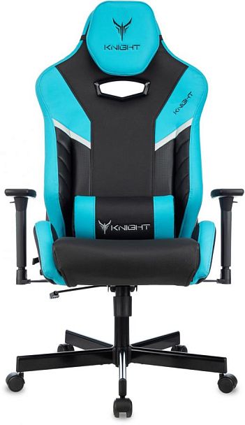 Кресло игровое Knight Thunder 5X черный/голубой экокожа крестов. металл - Вид 2