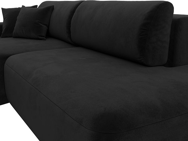 Диван угловой Лига-036 Модерн левый угол Велюр черный - Вид 5