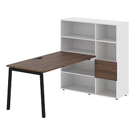 Стол-стеллаж ELRST 1215 Дуб Денвер тёмный/Черный/Белый 1790х1250х1355 EDIS - Фото предпросмотра