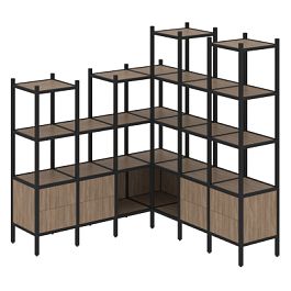 Loft Угловой внутренний стеллаж наборный VR.L-41 Дуб аризона/Чёрный металл 1694*1694*1869 - Фото предпросмотра