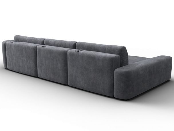 Диван угловой Лига-066 НПБ Лонг угол левый Велюр серый - Вид 5