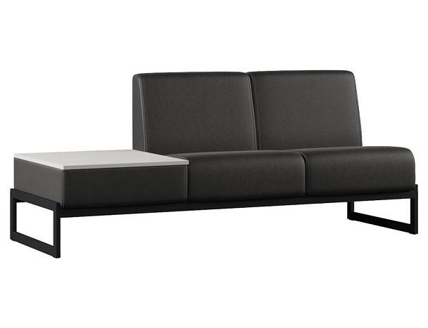 Диван Everprof Solo двухместный со столиком справа Металл Черный Экокожа Черный ЛДСП Серый - Вид 1