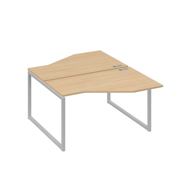 Рабочая станция со столами (2х140) Техно на каркасе QUATTRO A4 А4 Б4 187 БП натуральный дуб / металлокаркас серый - Вид 1