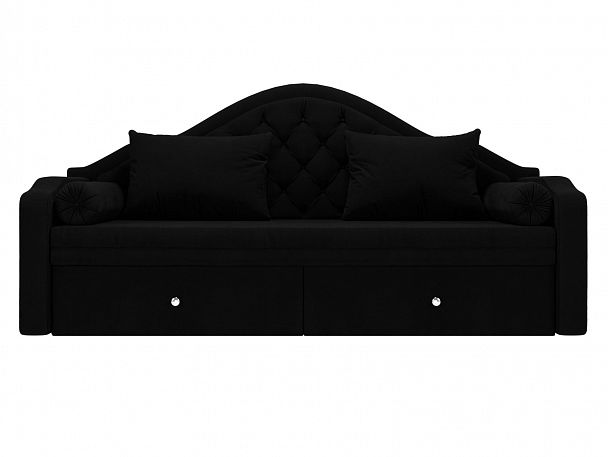Прямой диван софа Сойер (полностью микровельвет черный) - Вид 2