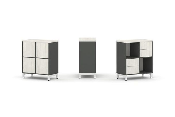 Style Project Набор стеллажа 1 сторон., 2 яр. SN.NS-221 Антрацит/Дуб Наварра/Металл Белый 754*400*88 - Вид 1