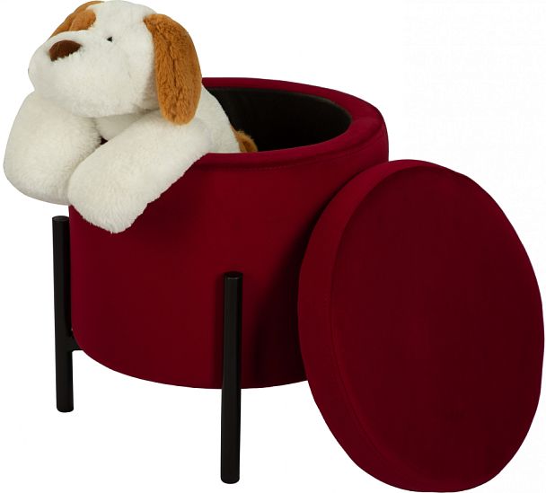 Пуф Кен с местом для хранения Бордовый велюр Confetti bordo/черный - Вид 1