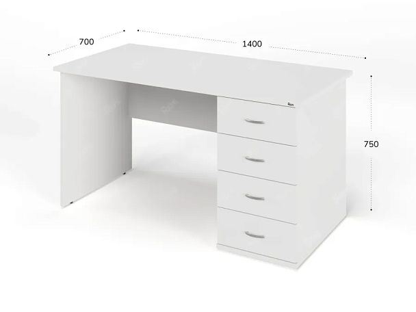 ЛАЙТ / LIGHT RLG008-14x7R Однотумбовый стол 140x70x75 Белый - Вид 3