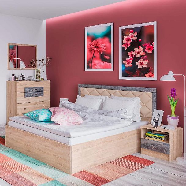 Тумба прикроватная Мадлен (464х450х375) дуб сонома/дуб шале серебро - Вид 2