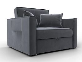 Кресло-кровать Лига-104 (80) Велюр серый - Фото предпросмотра