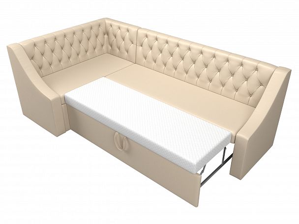 Кухонный угловой диван Мерлин левый (полностью экокожа бежевая) - Вид 6