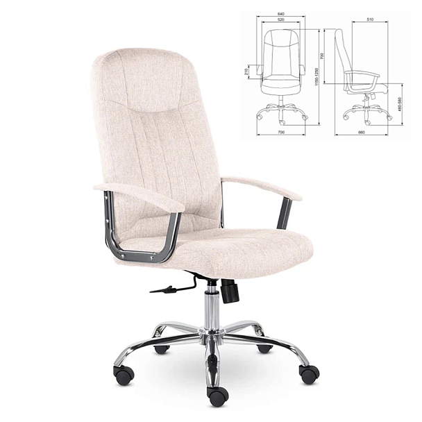 Кресло офисное "Бостон", CH-277, хром, ткань, бежевый (M-11) - Вид 3