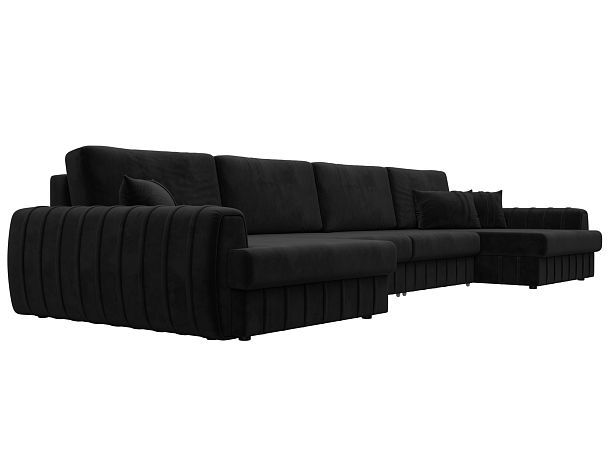 Диван П-образный Лига-057 НПБ Лонг Велюр черный - Вид 3