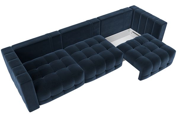 Диван прямой Лига-052 НПБ Лонг Велюр синий - Вид 7