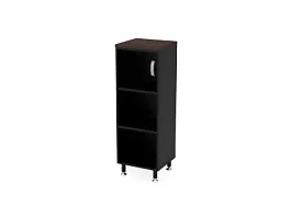 БЕРЛИН / BERLIN Стеллаж закрытый витрина стекло левый 450х430х1290 Венге/Черный - Фото предпросмотра