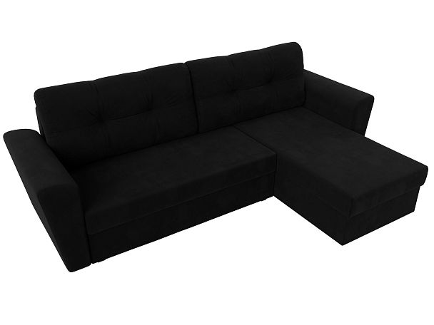 Угловой диван Амстердам Лайт правый (полностью микровельвет черный) - Вид 5