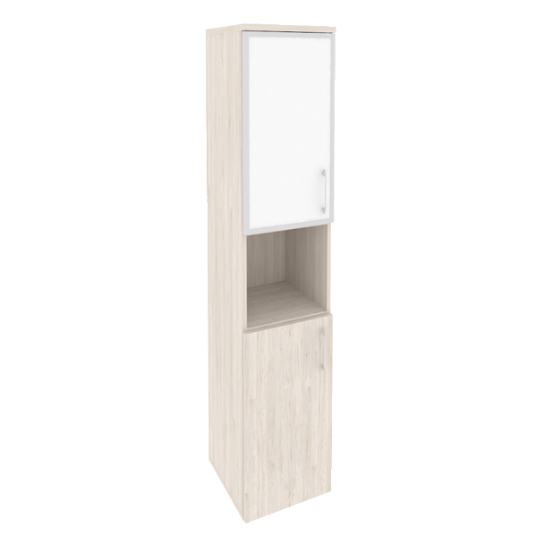 Onix Шкаф высокий узкий левый O.SU-1.4 R (L) white Денвер светлый/Стекло white 400*420*1977 - Вид 1