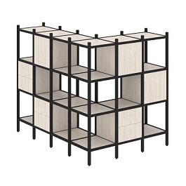 Loft Угловой внешний стеллаж наборный VR.L-52 Денвер светлый/Чёрный металл 1694*1278*1458 - Фото предпросмотра