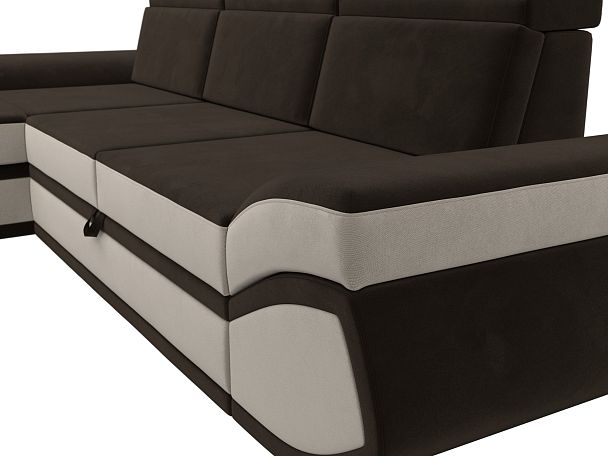 Диван угловой Лига-032 левый угол Микровельвет коричневый - Вид 4