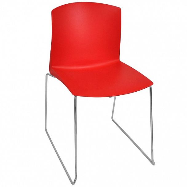 Стул Pull (пруток) каркас Хром, красный, стопируемый - Вид 1