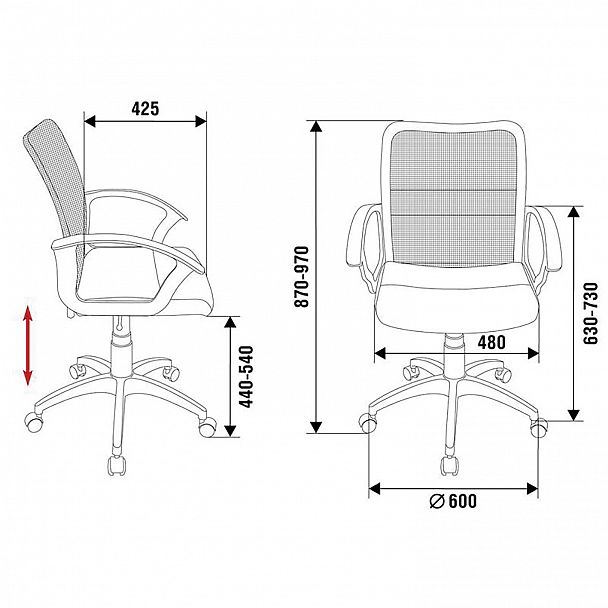 Кресло CH-590, с подлокотниками, сетка/экокожа, черное, 472003 - Вид 3