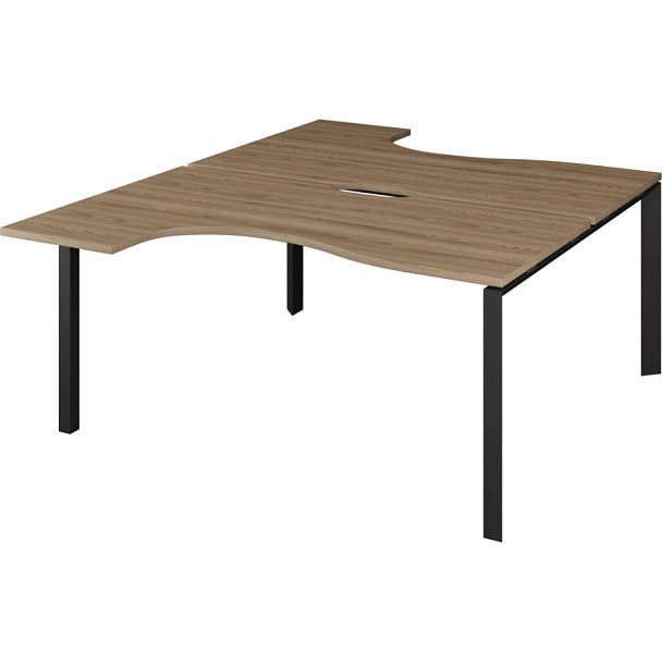 Бенч эргономичный на 2 рабочих места на металлокаркасе НТМП.П.Б2-040 Дуб сафари/Антрацит 1400x2036x750 Аргентум-МП - Вид 1