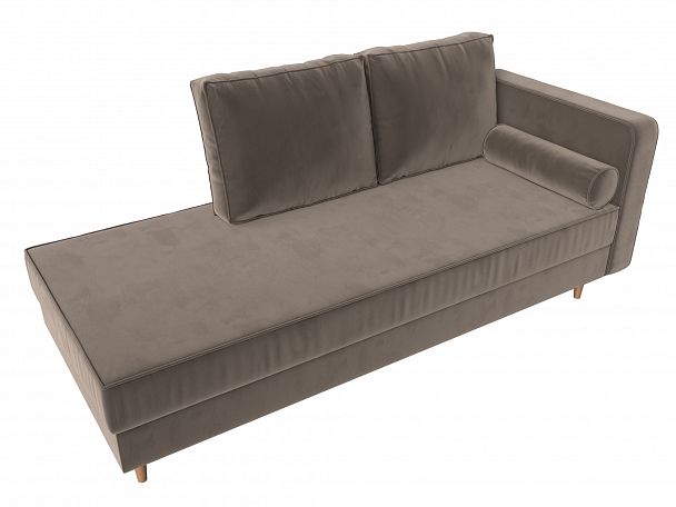 Кушетка Прайм правый (полностью велюр коричневый) - Вид 5