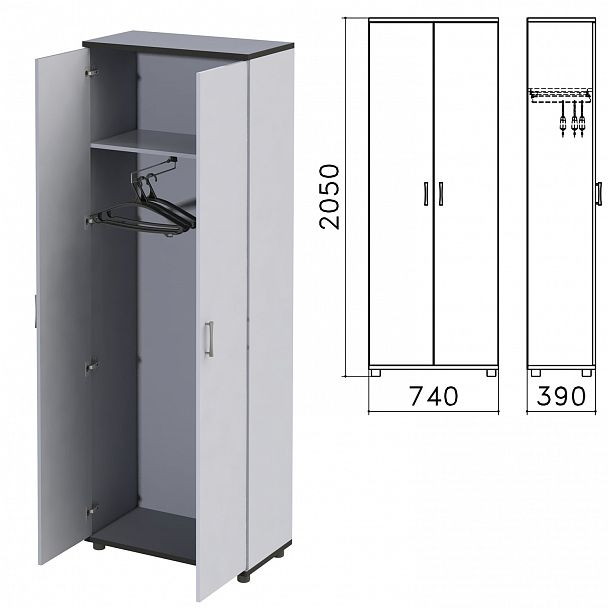 Шкаф для одежды "Монолит", 740х390х2050 мм, цвет серый, ШМ49.11 - Вид 2