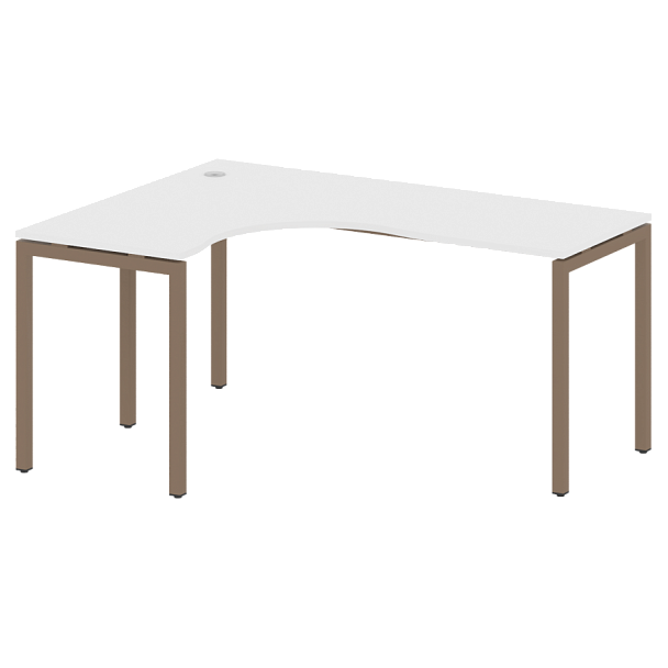 Metal System Quattro Стол криволинейный левый на П-образном м/к 40БП.СА-4 (L) Белый/Мокко металл 1600*1200*750 - Вид 1
