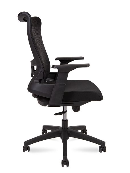 Кресло офисное Wave T LB / черный пластик / черная сетка / черная ткань - Вид 3