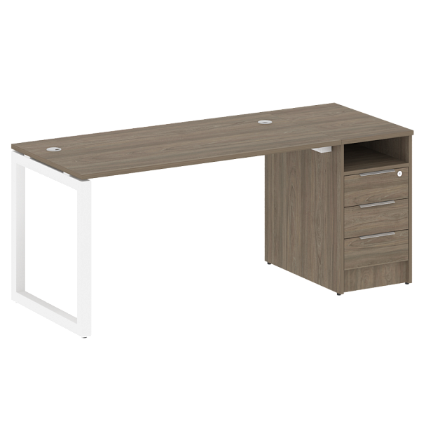 Metal System Quattro Р. ст. с тумбой на О-образном м/к 50БО.РС-СТП-1.3 Вяз/Белый металл 1812*720*750 - Вид 1